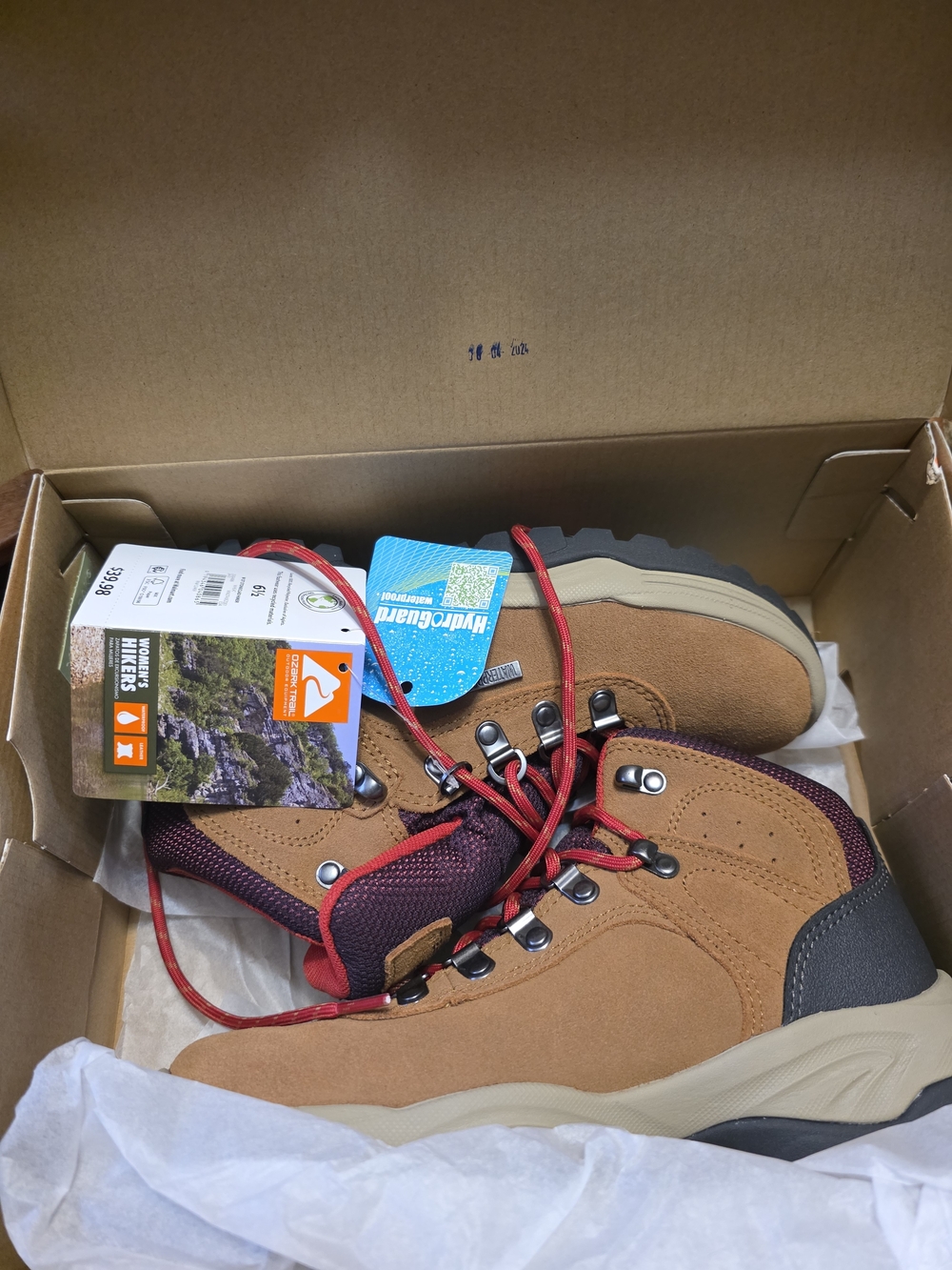 Ozark Trail Womens Brown Hiking Boots with Red Laces